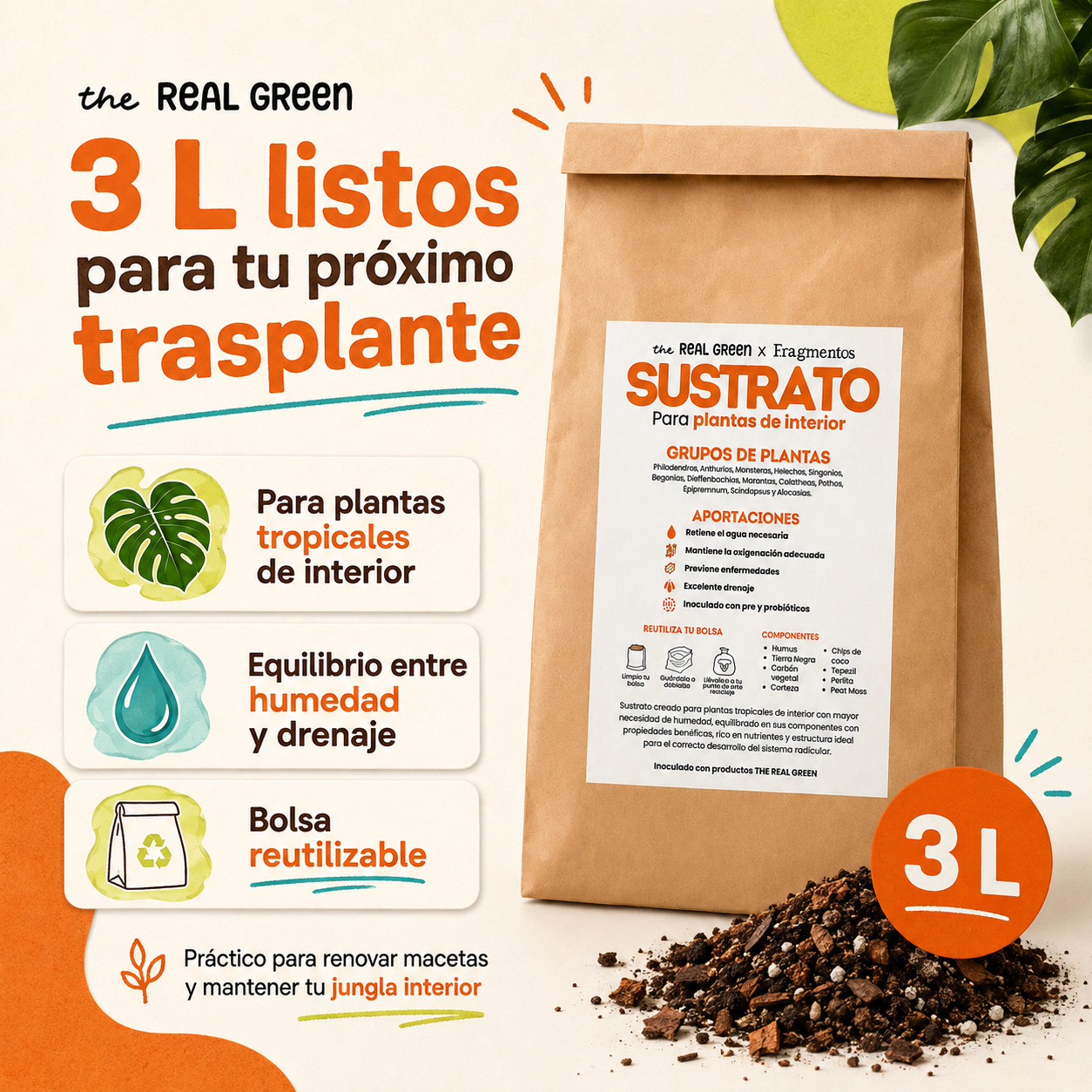 Sustrato para plantas de interior 3L