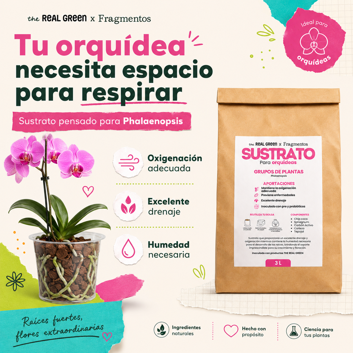 Sustrato para orquídeas 3L