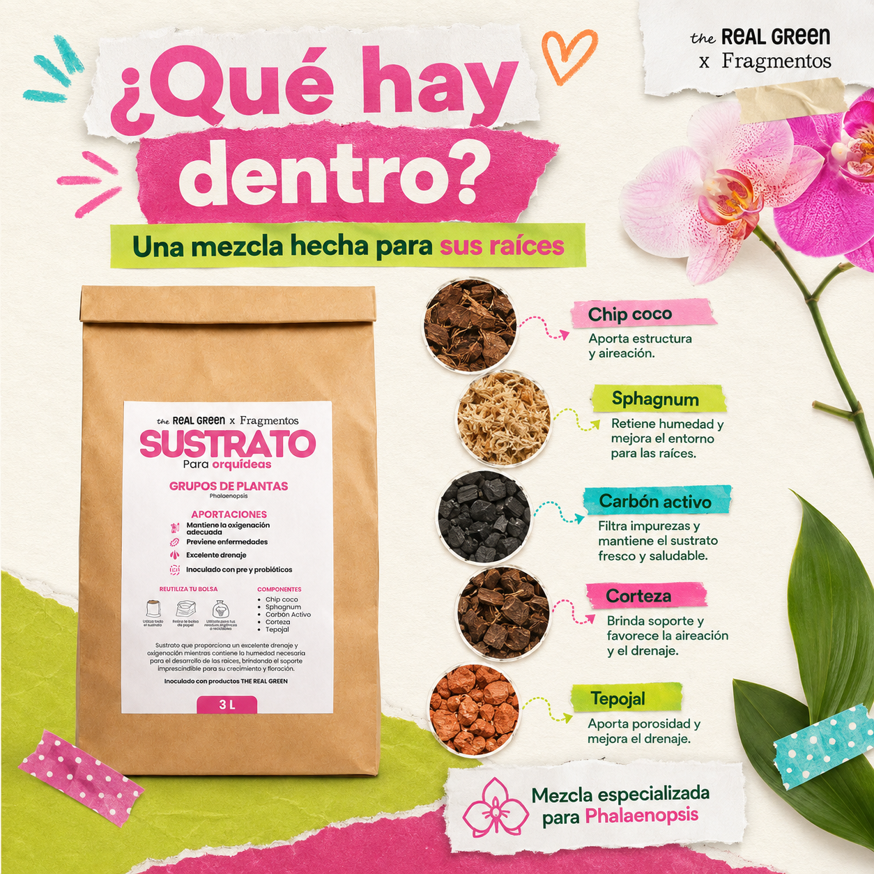 Sustrato para orquídeas 3L