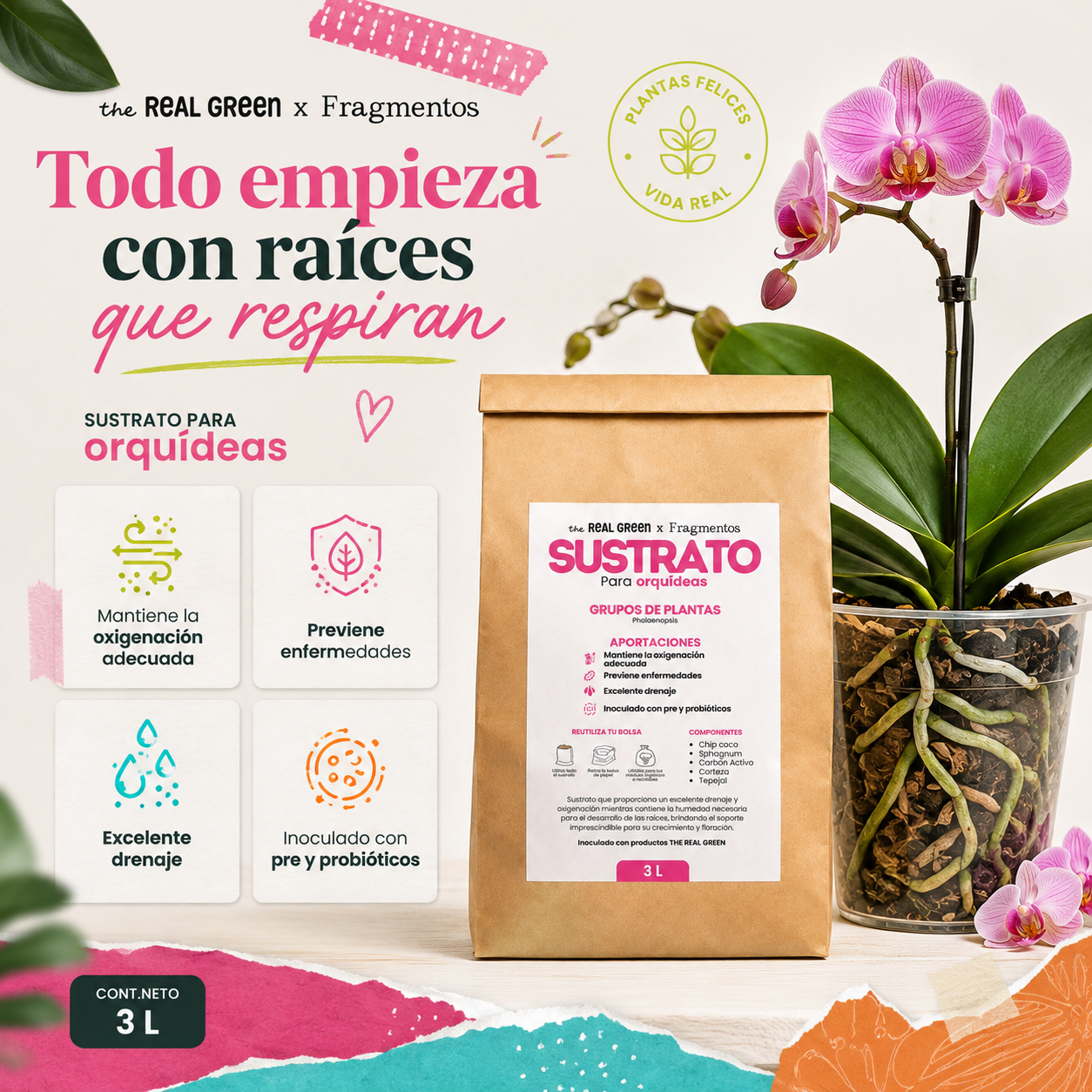 Sustrato para orquídeas 3L
