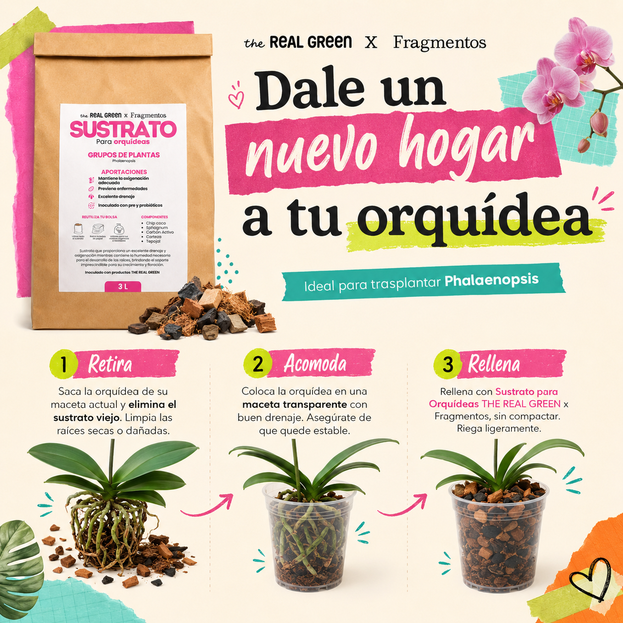 Sustrato para orquídeas 3L